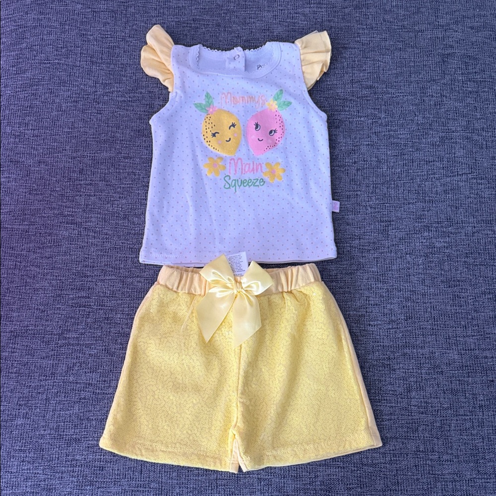 Kids Matching Set with Yellow and White Design